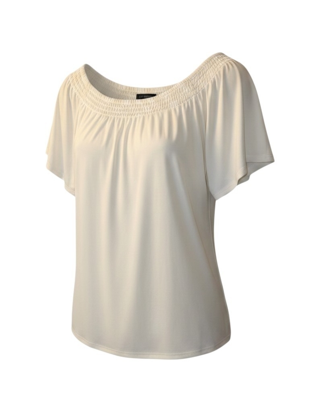 J. Jill Cream Smocked-Neck Flutter Sleeve Top